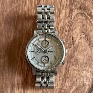 Fossil Accessories Fossil Es298 Silver Tone Stainless Steel Chronographic Watch New Battery Poshmark